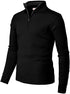 Men's Casual Slim Pullover Knit Zipper Stand Collar Polo Shirt